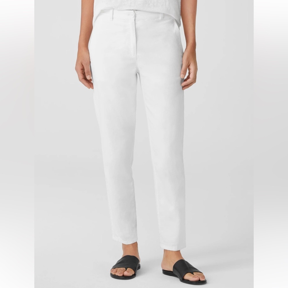 Eileen Fisher Women's White Organic Cotton/Hemp Tapered Pant Size 6 - Picture 4 of 7